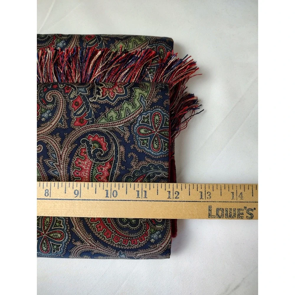 Burberrys Vintage Reversible Scarf Burgundy Cashmere Wool Paisley Silk England